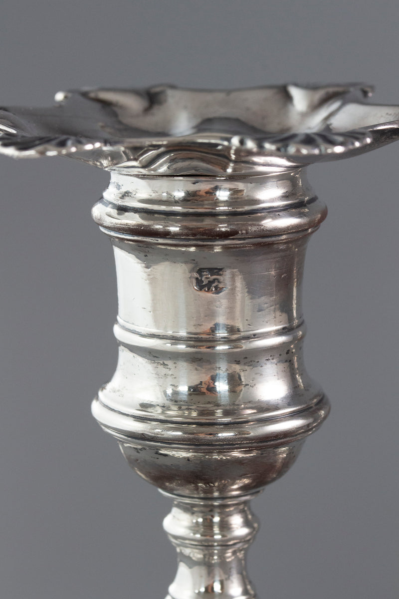 A Very Fine Set of Cast Silver Candlesticks by John Cafe London 1750