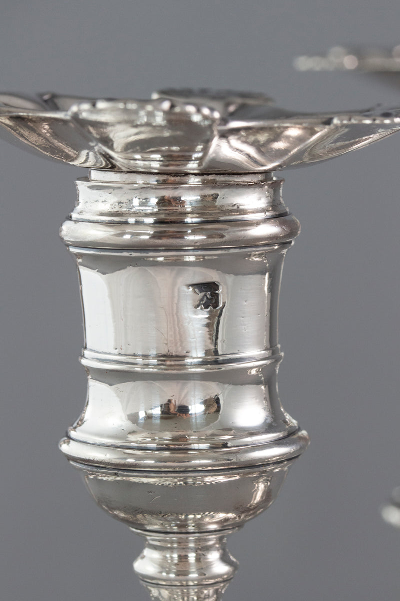 A Very Fine Set of Cast Silver Candlesticks by John Cafe London 1750
