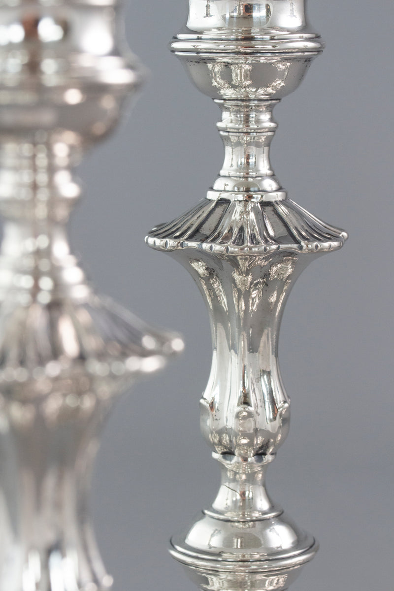 A Very Fine Set of Cast Silver Candlesticks by John Cafe London 1750