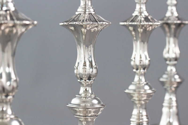 A Very Fine Set of Cast Silver Candlesticks by John Cafe London 1750