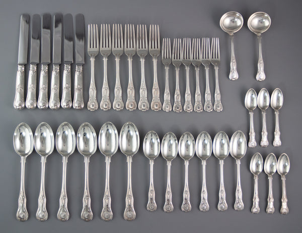 A Very Fine Set of Victorian Silver Kings Pattern Cutlery, Francis Higgins London 1895