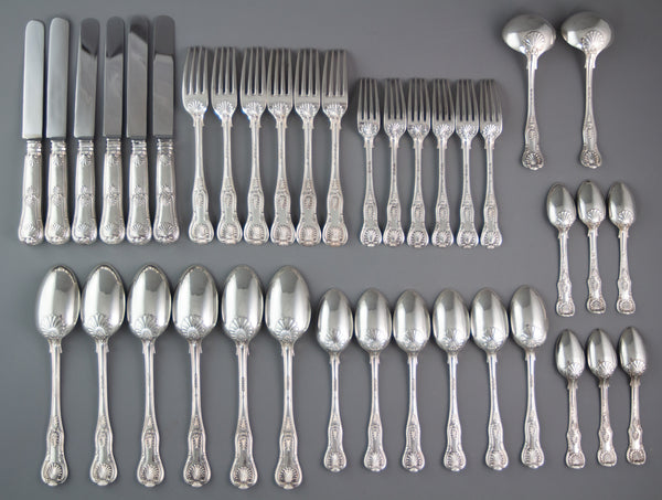 A Very Fine Set of Victorian Silver Kings Pattern Cutlery, Francis Higgins London 1895