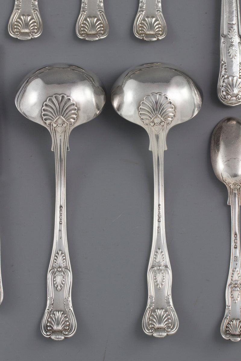 An Early Victorian 6 Place Silver Kings Pattern Canteen by George Adams