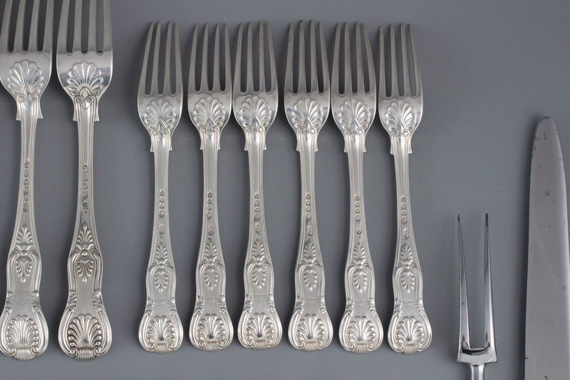 An Early Victorian 6 Place Silver Kings Pattern Canteen by George Adams