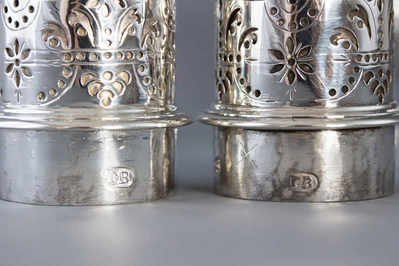 A Pair of George I Silver Casters London 1723 by Thomas Bamford