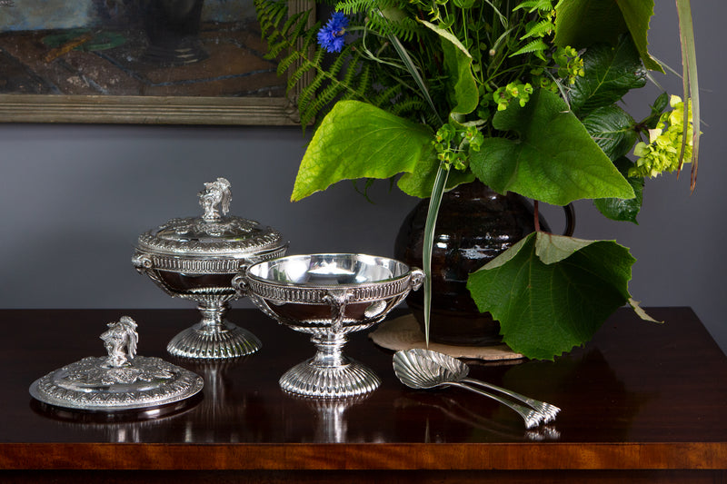 A Very Fine Pair of Silver Tureens or Serving Dishes London 1868 by Robert Harper