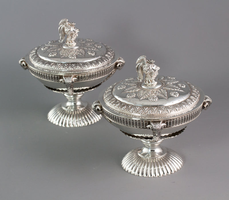 A Very Fine Pair of Silver Tureens or Serving Dishes London 1868 by Robert Harper