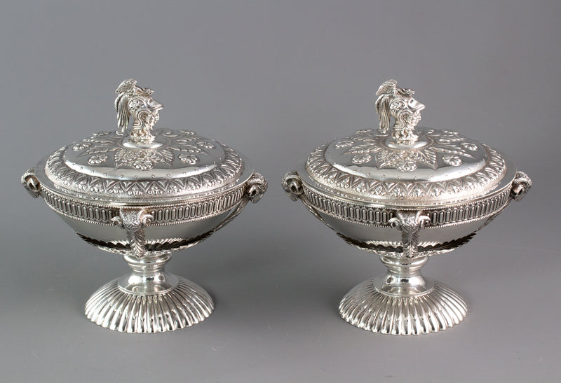 A Very Fine Pair of Silver Tureens or Serving Dishes London 1868 by Robert Harper