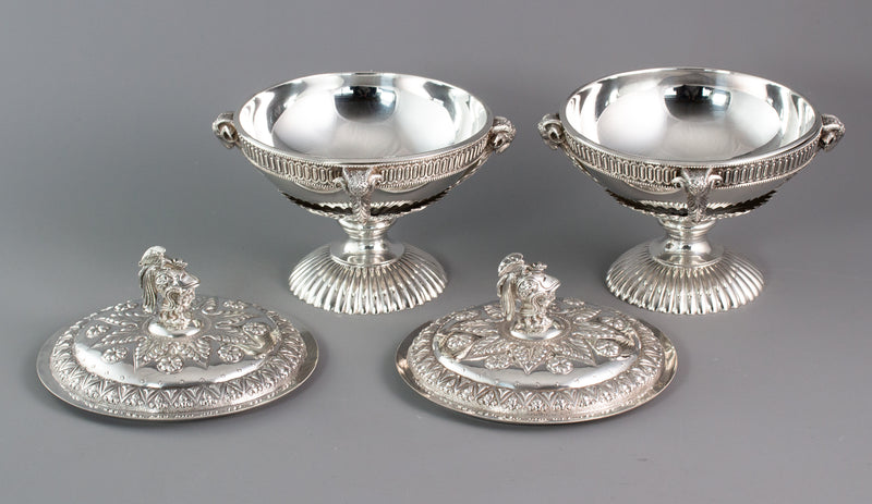A Very Fine Pair of Silver Tureens or Serving Dishes London 1868 by Robert Harper