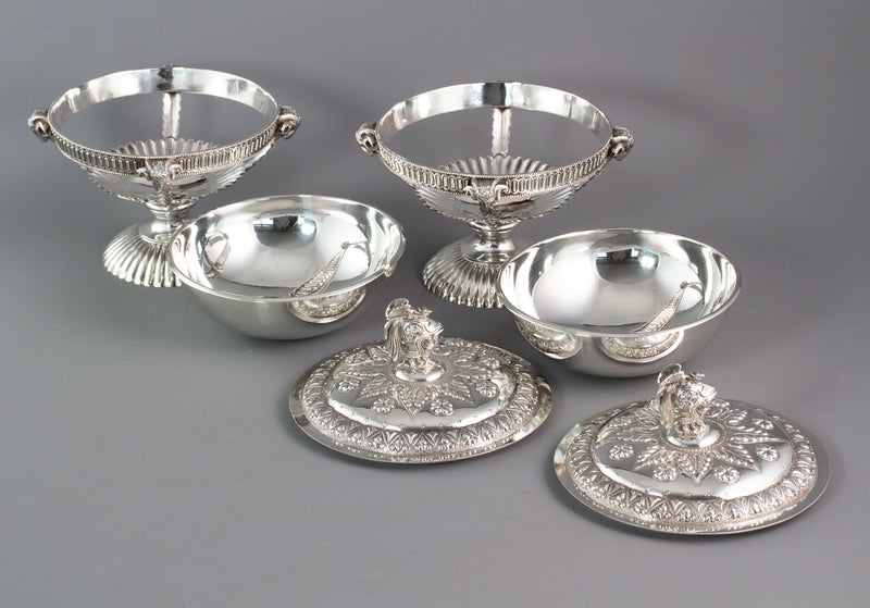 A Very Fine Pair of Silver Tureens or Serving Dishes London 1868 by Robert Harper