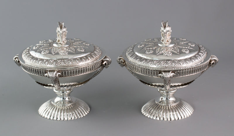 A Very Fine Pair of Silver Tureens or Serving Dishes London 1868 by Robert Harper