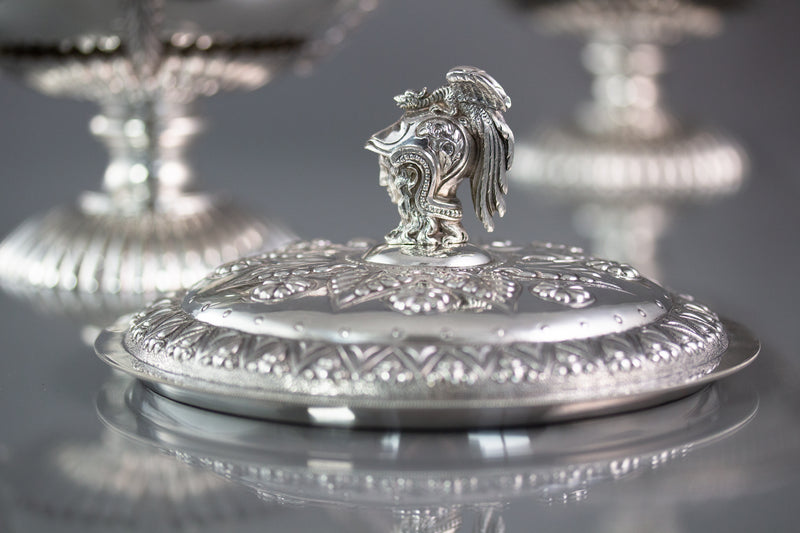 A Very Fine Pair of Silver Tureens or Serving Dishes London 1868 by Robert Harper