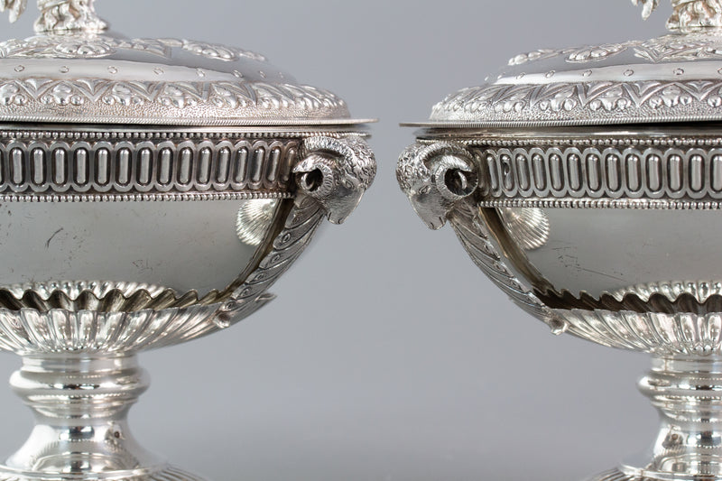 A Very Fine Pair of Silver Tureens or Serving Dishes London 1868 by Robert Harper