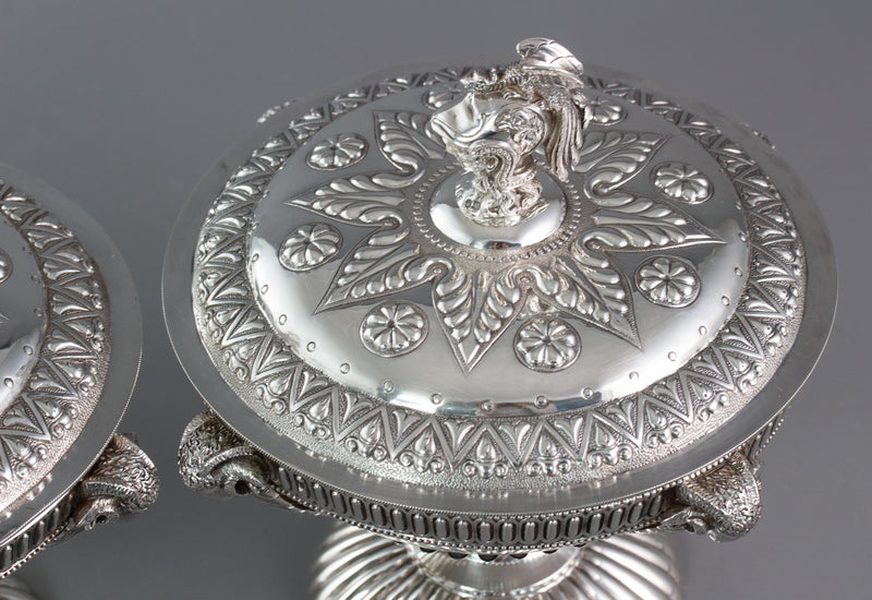 A Very Fine Pair of Silver Tureens or Serving Dishes London 1868 by Robert Harper
