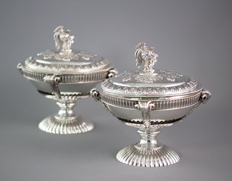 A Very Fine Pair of Silver Tureens or Serving Dishes London 1868 by Robert Harper