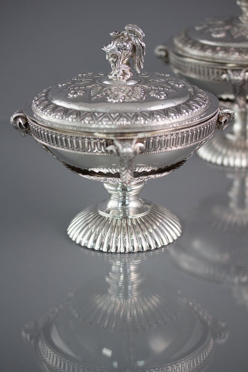 A Very Fine Pair of Silver Tureens or Serving Dishes London 1868 by Robert Harper