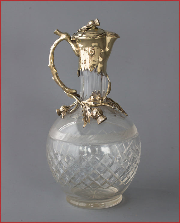 A Victorian Silver Gilt Claret Jug / Wine Decanter, London 1894 by William Thornhill & Co