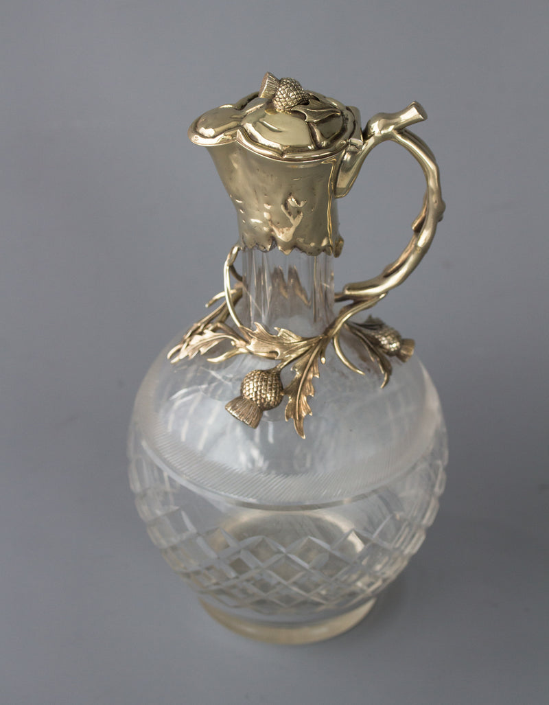 A Victorian Silver Gilt Claret Jug / Wine Decanter, London 1894 by William Thornhill & Co