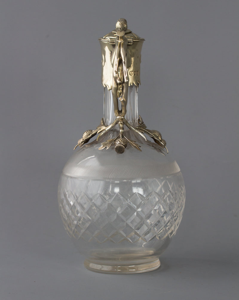 A Victorian Silver Gilt Claret Jug / Wine Decanter, London 1894 by William Thornhill & Co