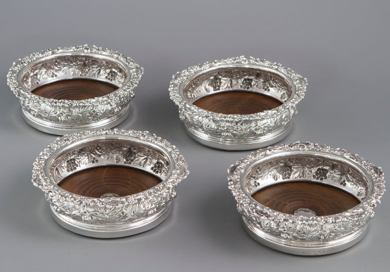 A Very Good set of Four George IV Silver Wine Coasters Sheffield 1828 by S.C.Younge and Co
