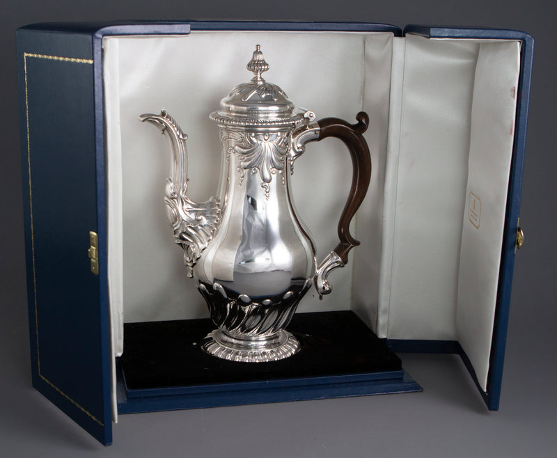 A Huguenot George II silver coffee pot, by Samuel Courtauld I, London 1757