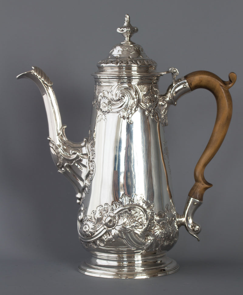 A George II Silver Coffee Pot by Samuel Courtauld, London 1752