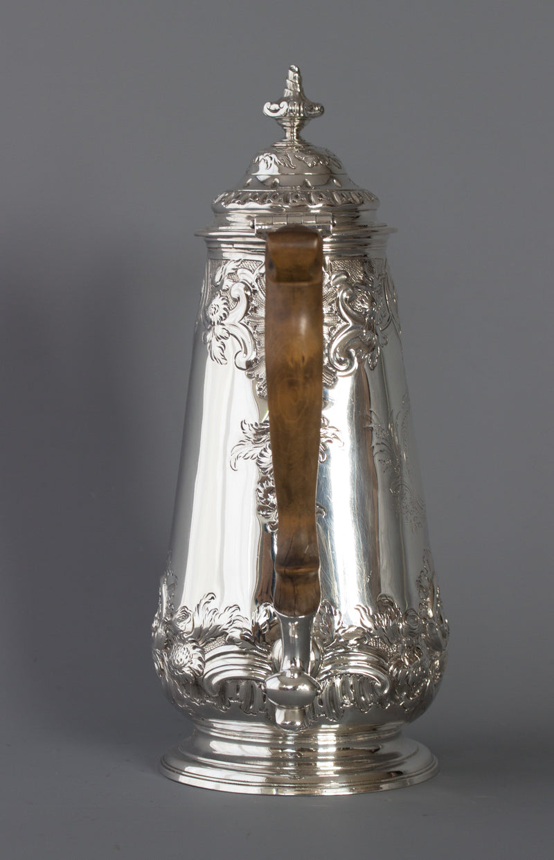 A George II Silver Coffee Pot by Samuel Courtauld, London 1752