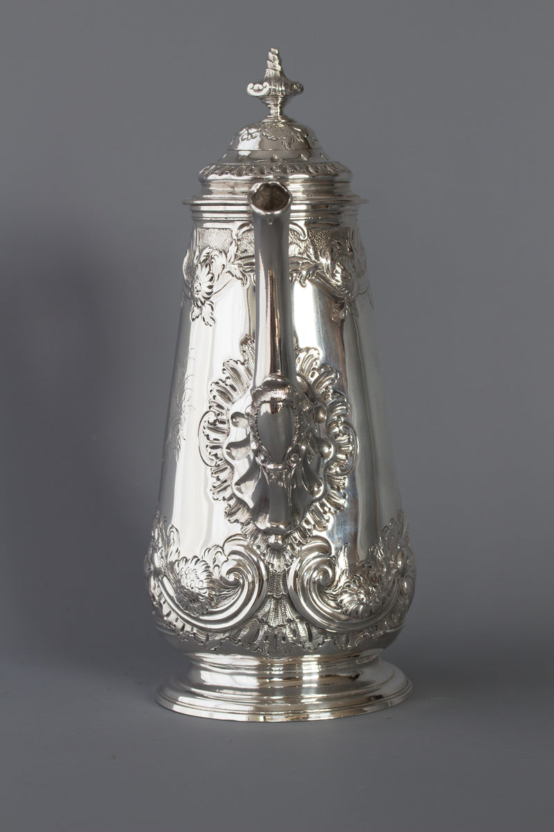 A George II Silver Coffee Pot by Samuel Courtauld, London 1752