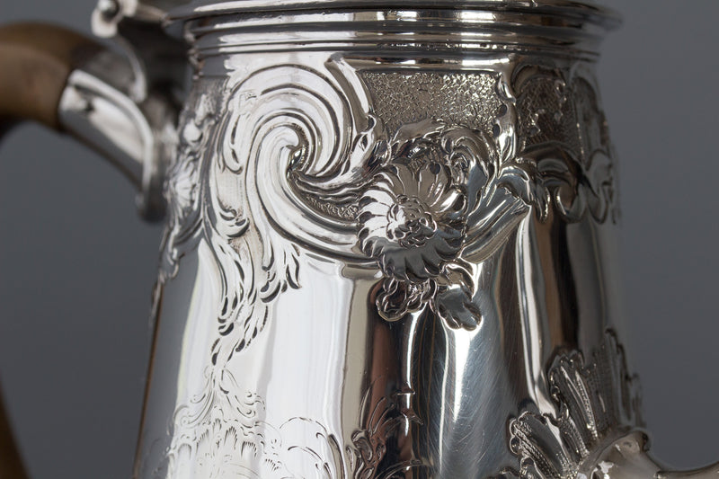 A George II Silver Coffee Pot by Samuel Courtauld, London 1752