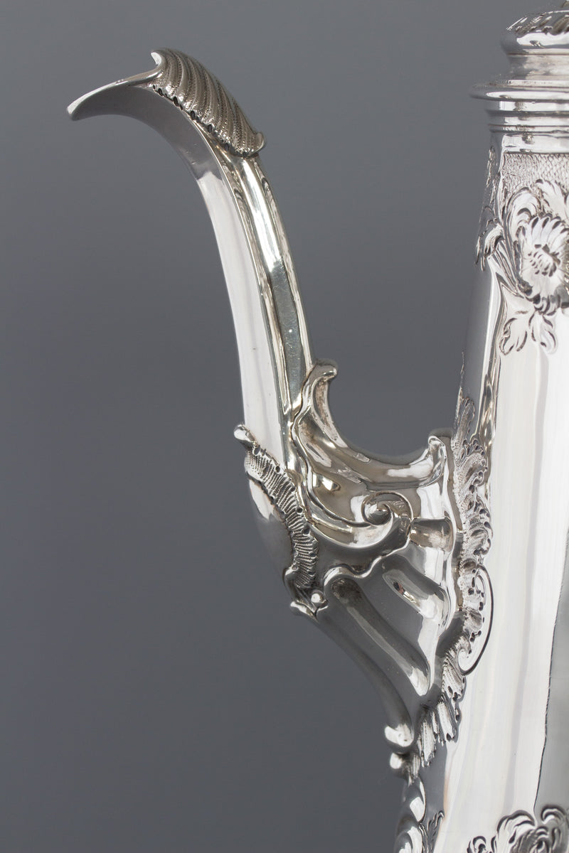 A George II Silver Coffee Pot by Samuel Courtauld, London 1752