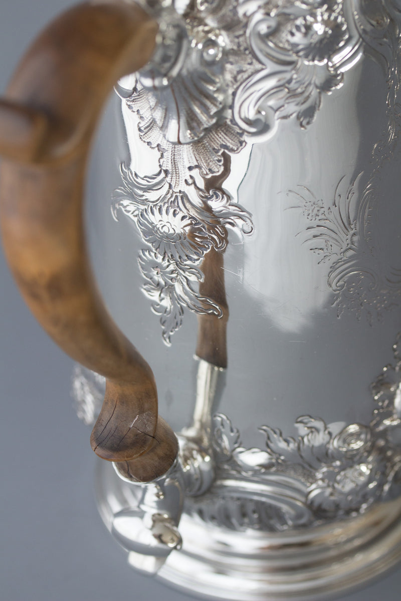 A George II Silver Coffee Pot by Samuel Courtauld, London 1752