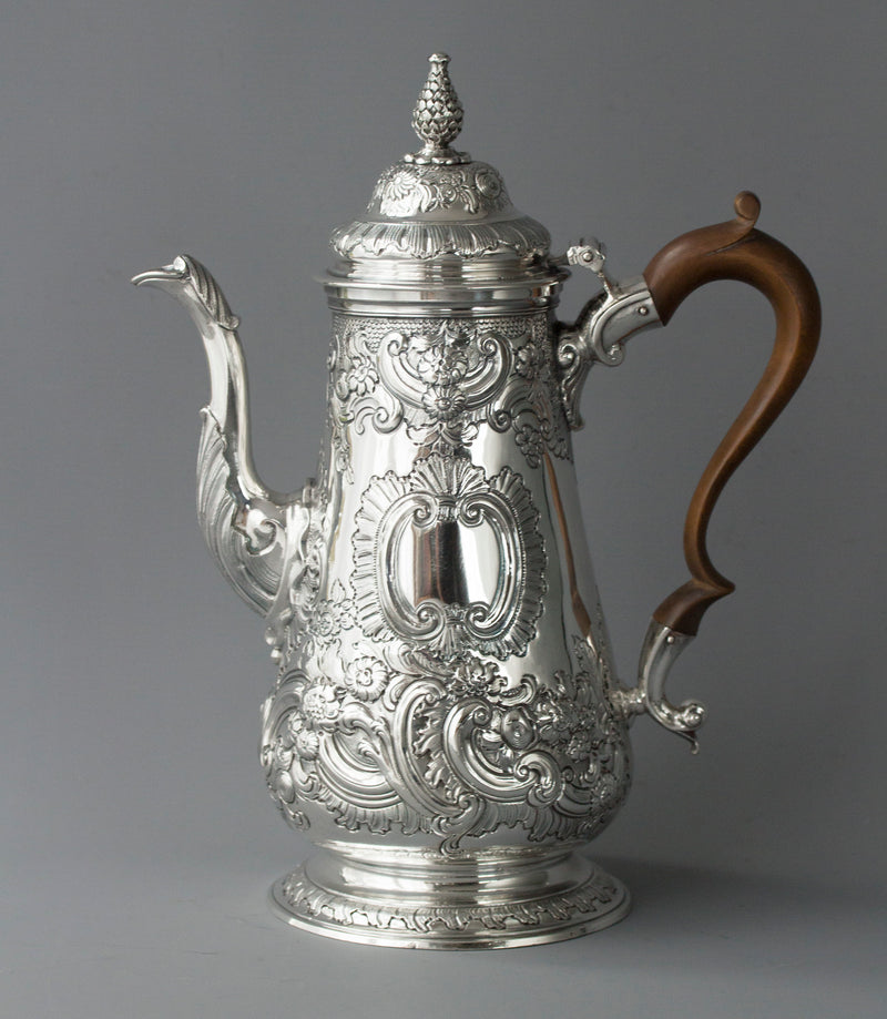 A George II Silver Coffee Pot, London 1751, W Shaw & W Priest