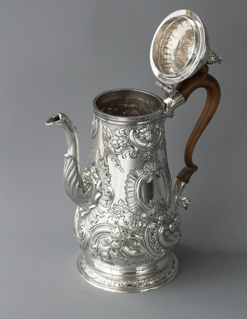 A George II Silver Coffee Pot, London 1751, W Shaw & W Priest