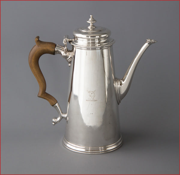 A George II Silver Coffee Pot, George Hindmarsh London 1734