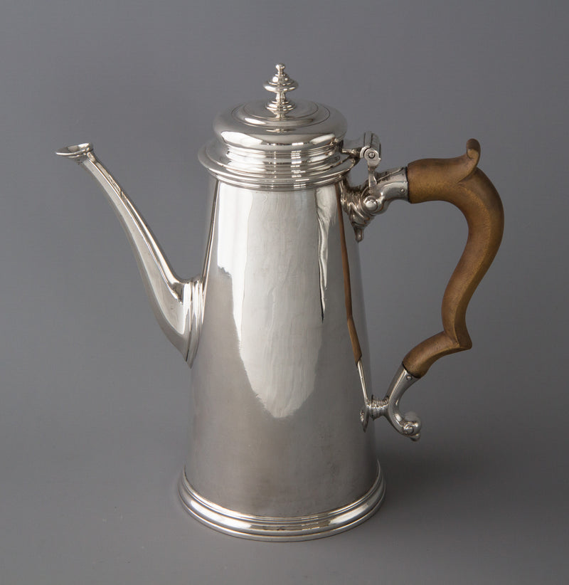 A George II Silver Coffee Pot, George Hindmarsh London 1734