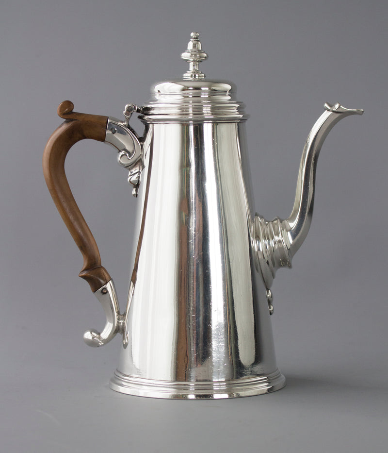 A George II Silver Coffee Pot, London 1729 by Edward Vincent