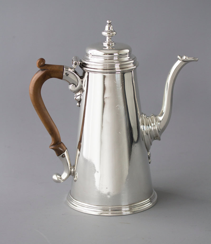 A George II Silver Coffee Pot, London 1729 by Edward Vincent