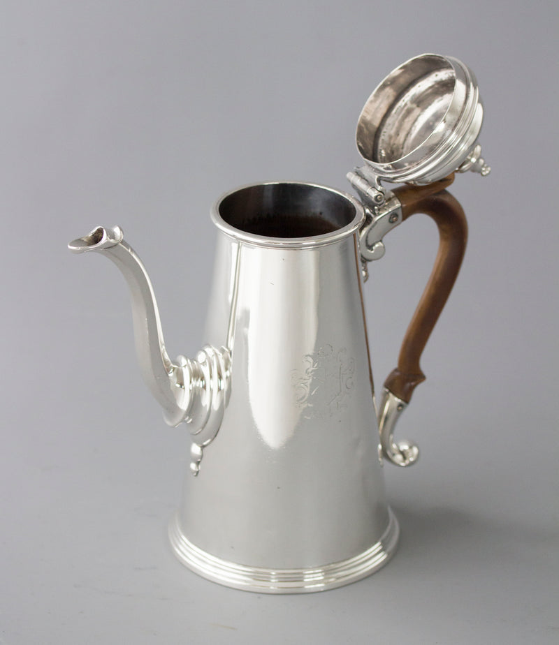 A George II Silver Coffee Pot, London 1729 by Edward Vincent