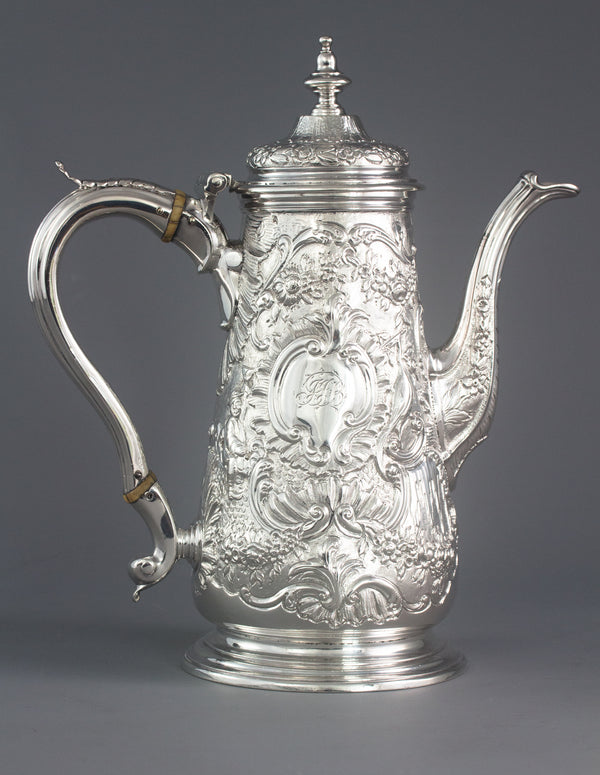 A George II Silver Coffee Pot, Ayme Videau, London 1751