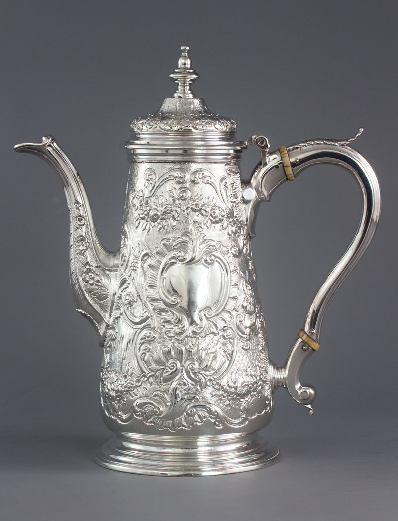 A George II Silver Coffee Pot, Ayme Videau, London 1751