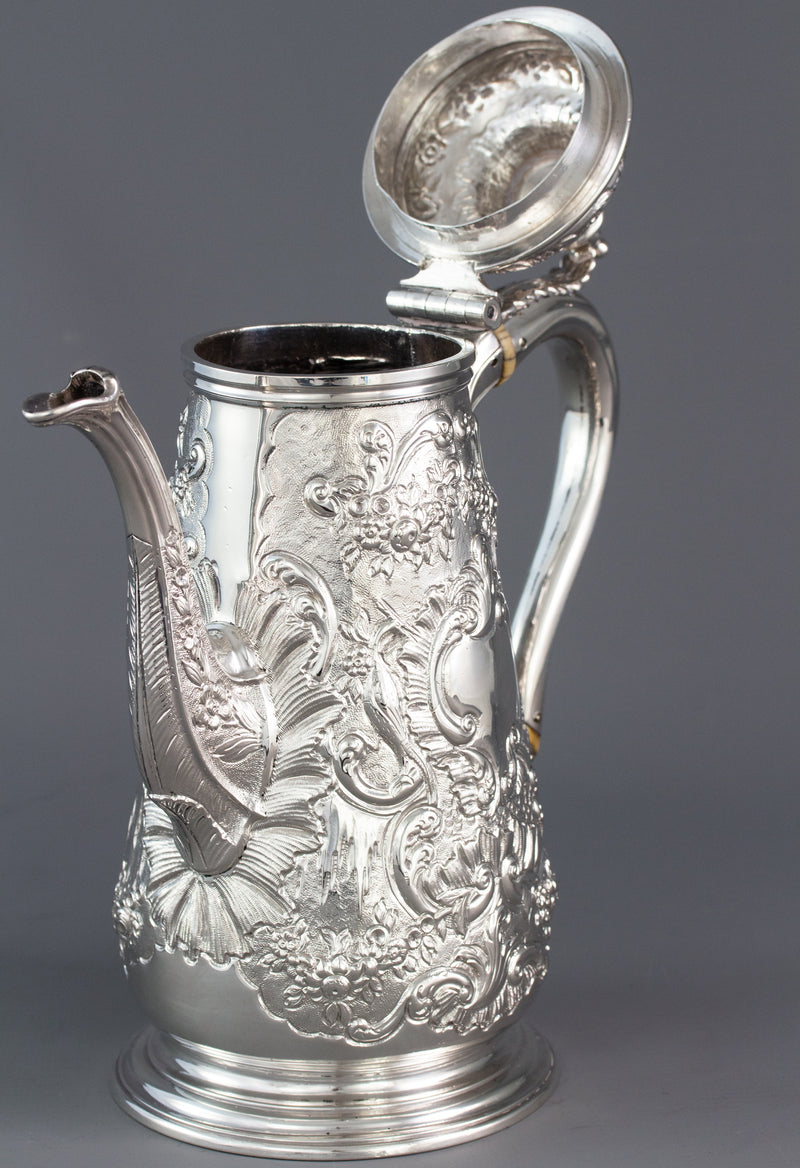 A George II Silver Coffee Pot, Ayme Videau, London 1751