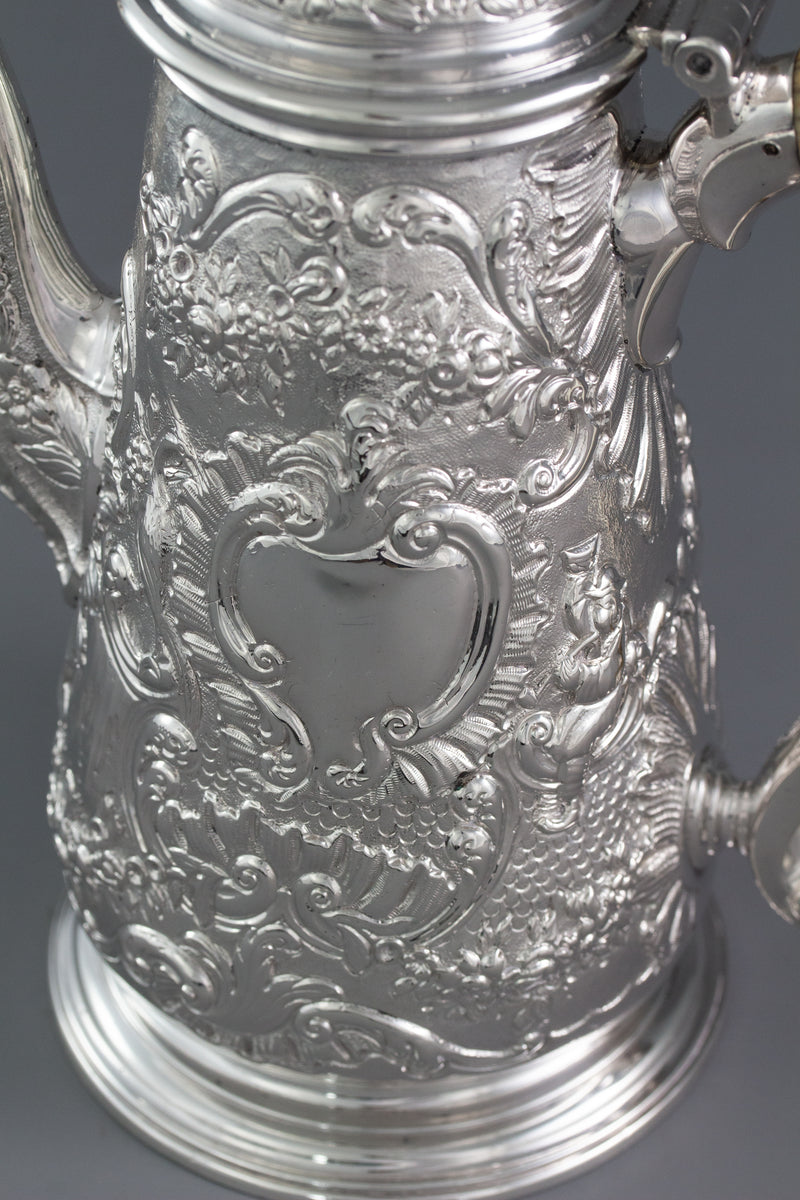 A George II Silver Coffee Pot, Ayme Videau, London 1751