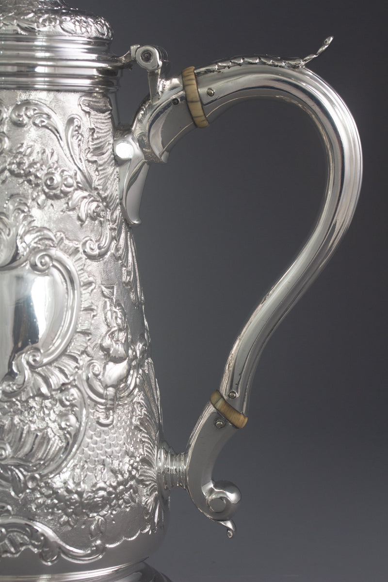 A George II Silver Coffee Pot, Ayme Videau, London 1751