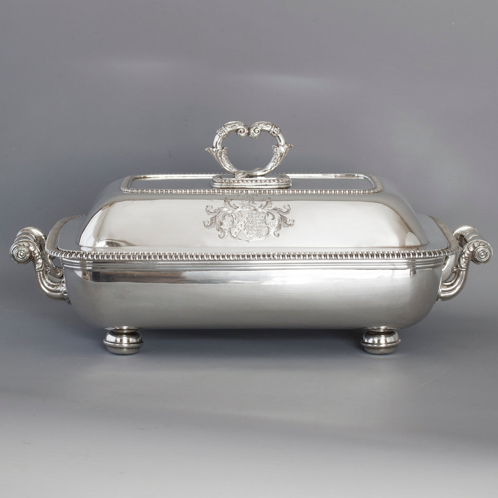 Antique silver warming dish top