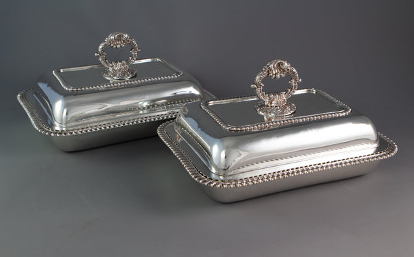 An Excellent Pair of Georgian Silver Entree or Serving Dishes London 1821 by Joseph Craddock and William Reid