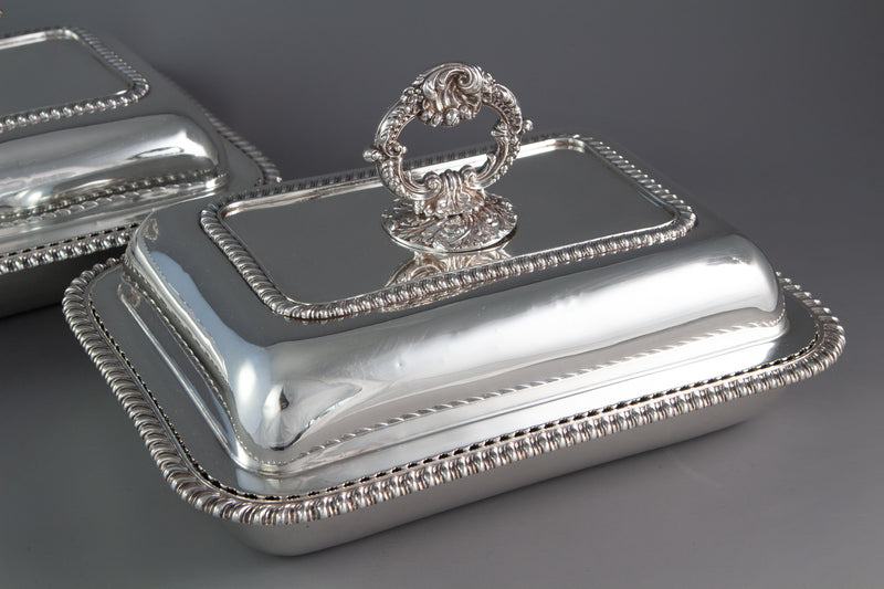 An Excellent Pair of Georgian Silver Entree or Serving Dishes London 1821 by Joseph Craddock and William Reid