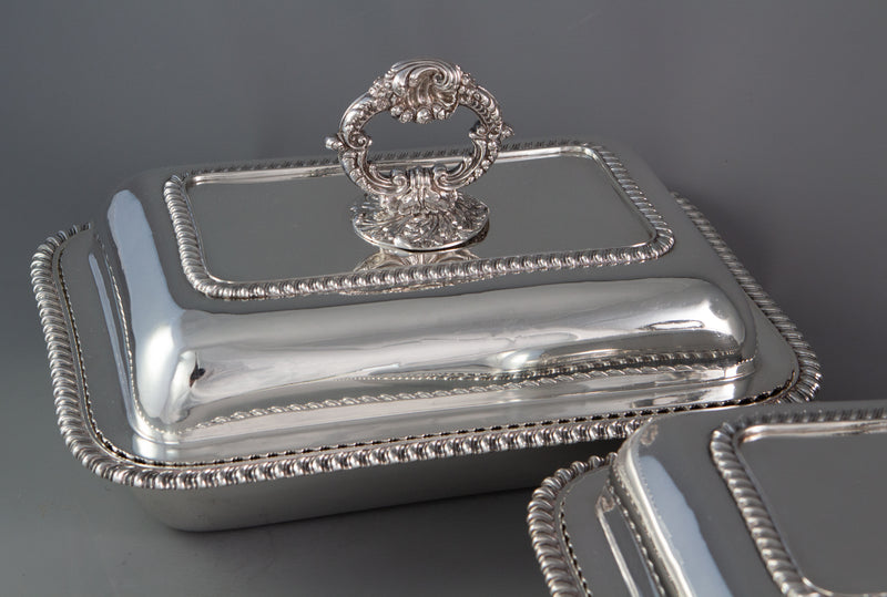 An Excellent Pair of Georgian Silver Entree or Serving Dishes London 1821 by Joseph Craddock and William Reid