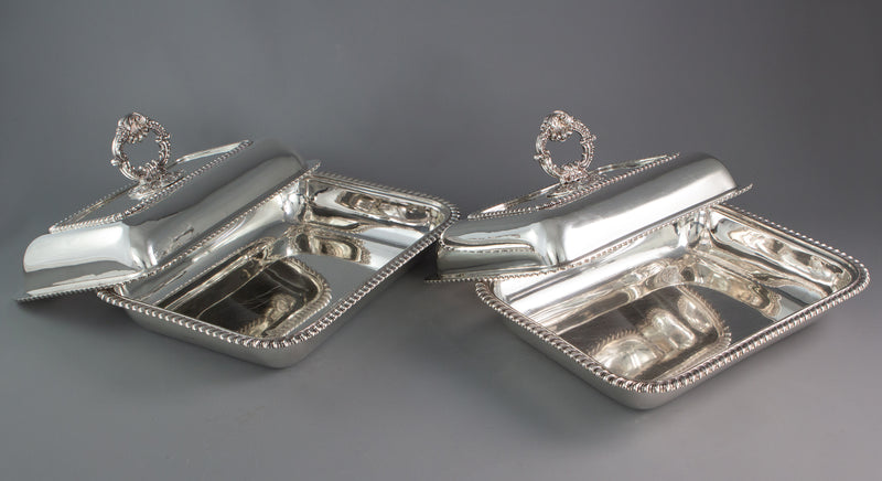 An Excellent Pair of Georgian Silver Entree or Serving Dishes London 1821 by Joseph Craddock and William Reid