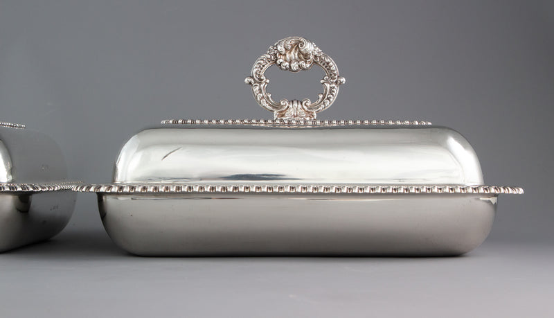 An Excellent Pair of Georgian Silver Entree or Serving Dishes London 1821 by Joseph Craddock and William Reid