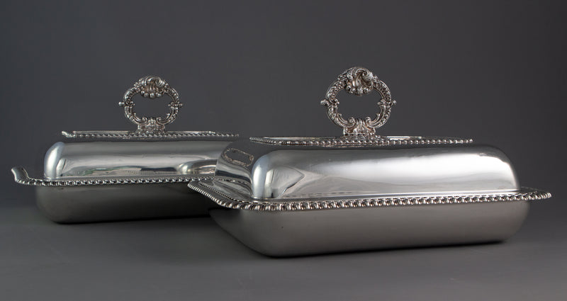 An Excellent Pair of Georgian Silver Entree or Serving Dishes London 1821 by Joseph Craddock and William Reid